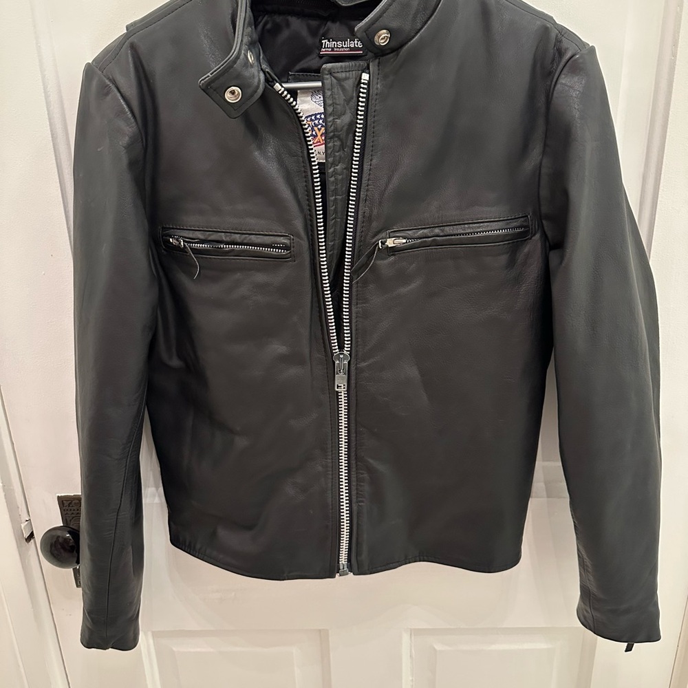 Excelled Black Leather Bomber Motorcycle Jacket Full Zip - Women's Size 8 - USA